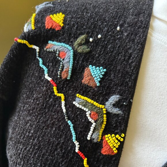 Jayson Younger Wool Blend Hand Beaded and Embroidered Cropped Cardigan - Picture 5 of 15